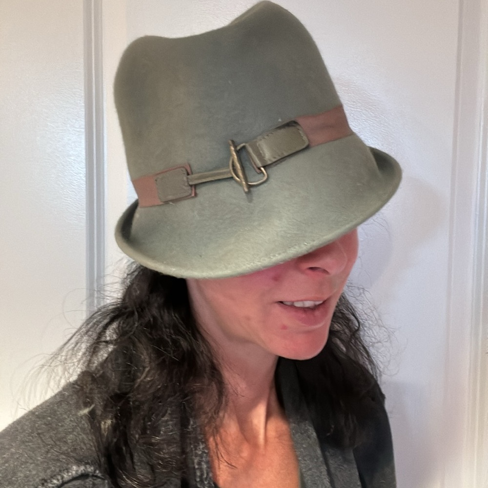 Barbara Feinman Olive Green Felted Grand Film, Grand Film Noir Style Felted Hat View 5